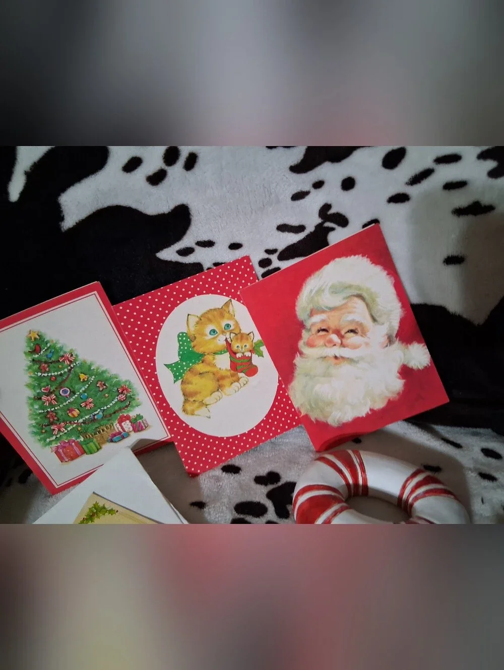 Christmas Greeting Card Set with Red Velvet Stocking